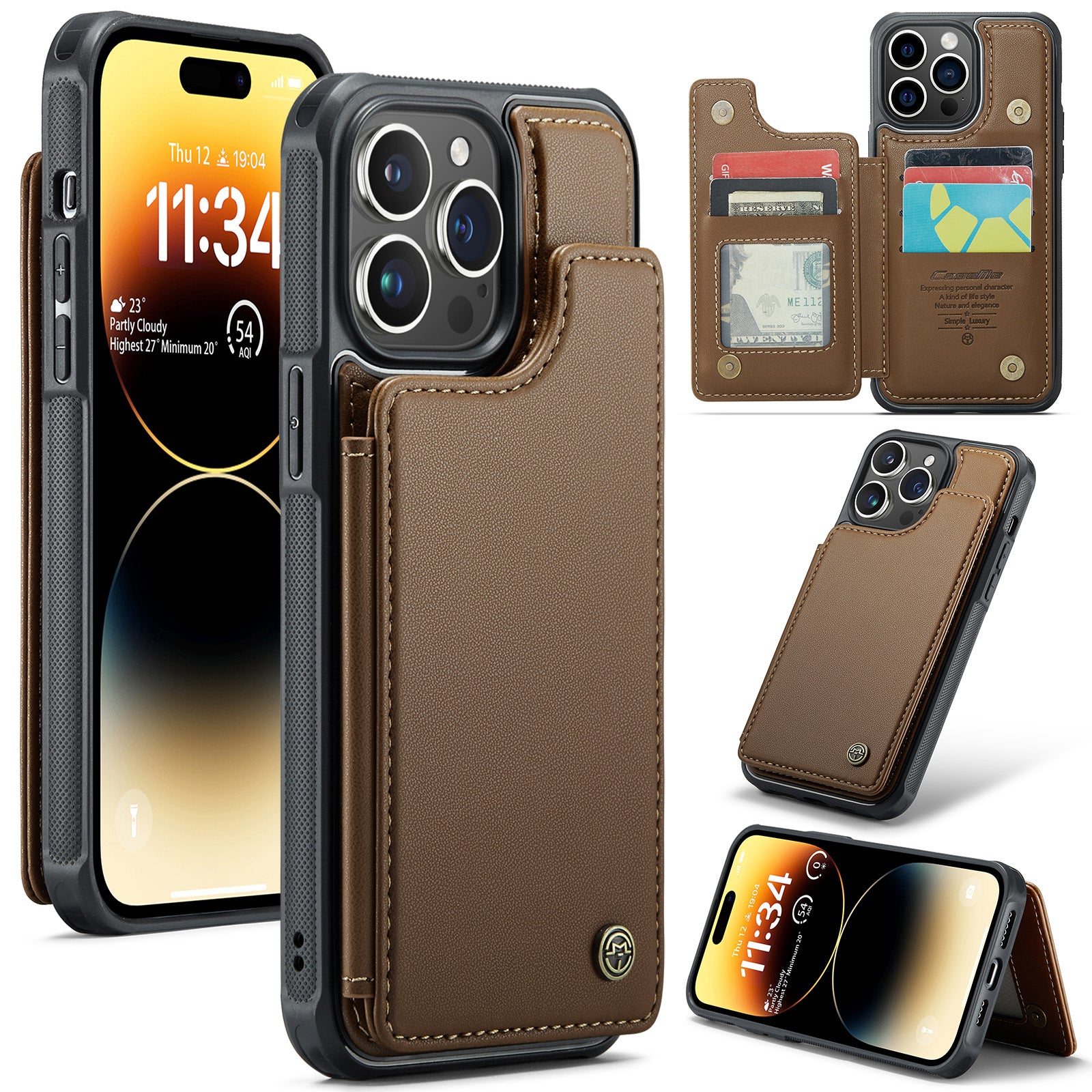 Pouzdro CASEME C22 Series PU TPU Kickstand pro iPhone 14 Pro Max Držák RFID blokovací karty Kryt telefonu Pouzdro CASEME C22 Series PU TPU Kickstand pro iPhone 14 Pro Max Držák RFID blokovací karty Kryt telefonu
